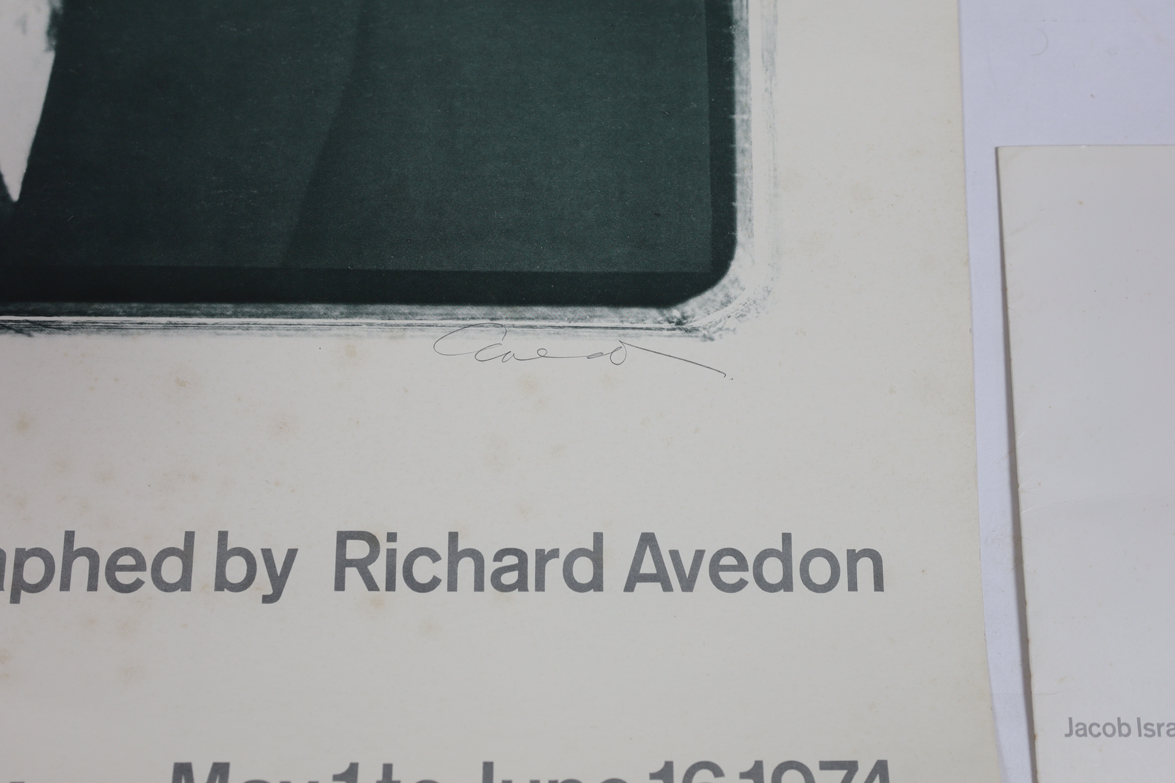 Richard Avedon (American, 1923-2004), 'Jacob Israel Avedon photography by Richard Avedon, Museum of Modern Art, New York 1974', invitation to the Exhibition and an Exhibition poster, poster 64 x 57cm, invitation 18 x 18c